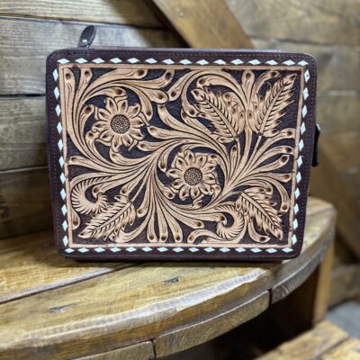 American Darling Floral Tooled Leather Jewelry Case
