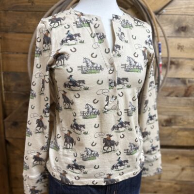 Womens Panhandle Slim L/S Henley Cowgirls