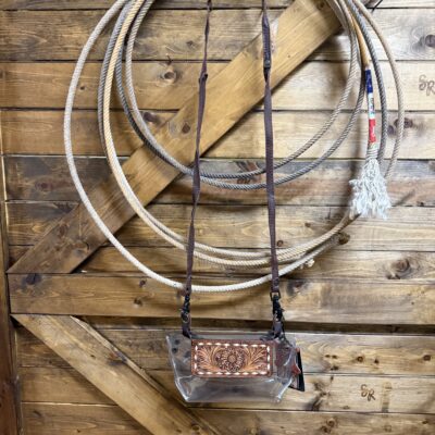 American Darling Clear Clutch/Crossbody W/Tooled Leather