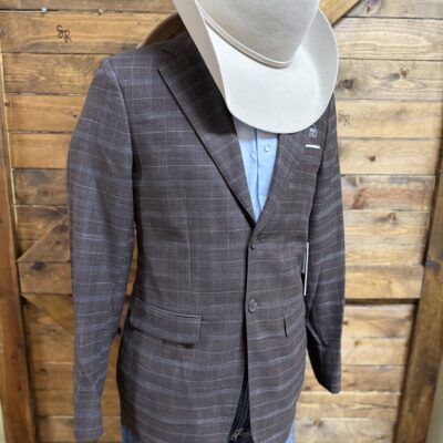 Mens Rock&Roll Sport Coat Dark Brown Plaid