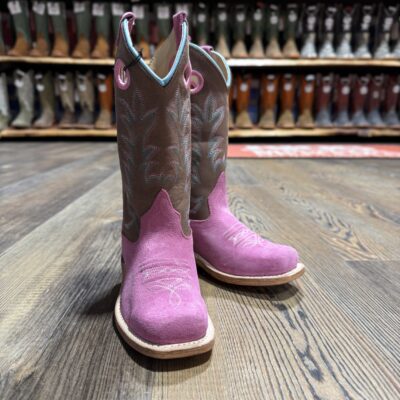 Old West Kid's Pink Rough-Out Boot
