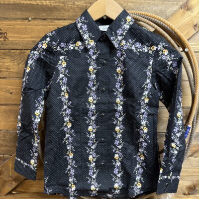 Girls Cruel Girls L/S Pearl Snap Western Shirt Black/Polka Dot