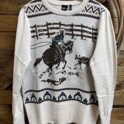 Womens Cruel Denim Horse Sweater Cream/Brown