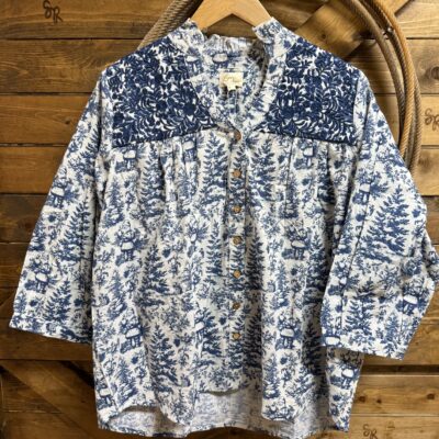 Womens Layerz Jane Top Blue Santa