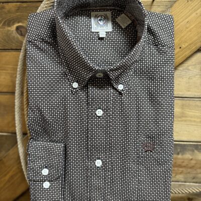 Mens Cinch Classic L/S Button Down Navy/White Dot Print