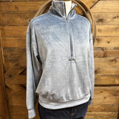 Womens Dylan Maeve 1/4 Zip Pullover Light Blue Corduroy