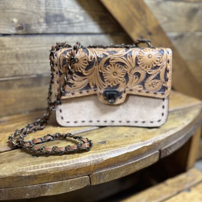 American Darling Roughout/Tooled Leather Chain Bag