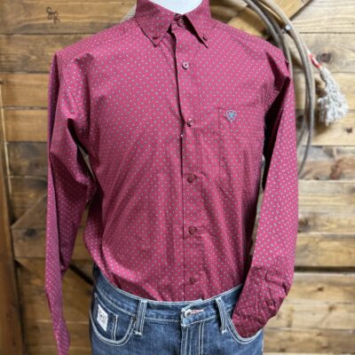 Mens Ariat L/S Garwin Button Down Red/Blue Print