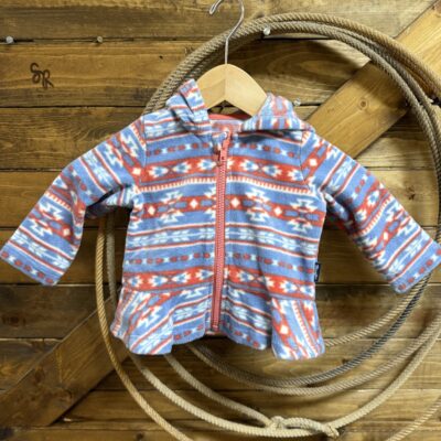 Infant Girls Wrangler Sherpa Jacket Blue/Pink Aztec