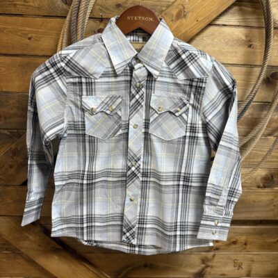 Boys Wrangler Retro L/S Button Down Black/Yellow Plaid