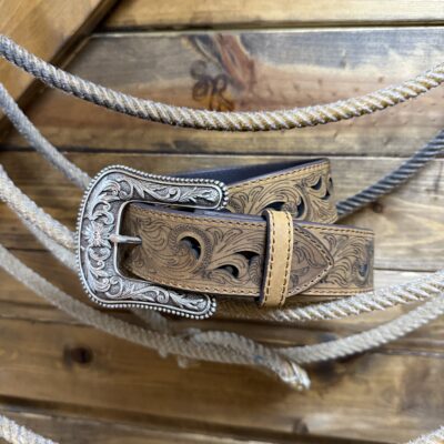 Womens Ariat Open Inlay Brown Belt