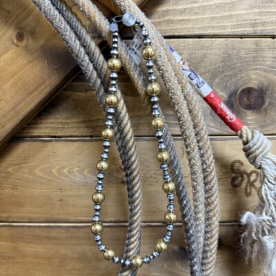 Navajo Pearl 4MM,6MM,11MM & 18K Gold 16" Necklace