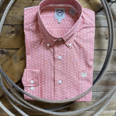 Mens Cinch Classic L/S Button Down Red Braid Print