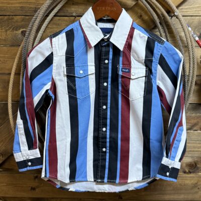 Boys Wrangler Vintage L/S Brushpopper Blk/Blue/Red/White Stripe