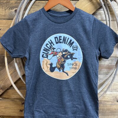 Boys Cinch S/S Tee Charcoal Bronc Rider