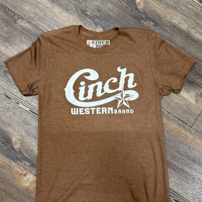 Mens Cinch S/S Brand Tee Brown/White