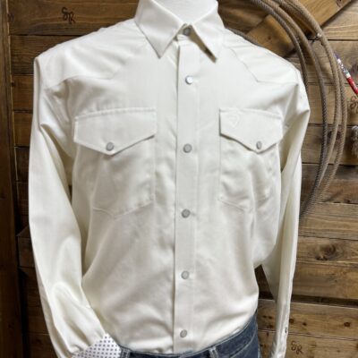 Mens Ariat Classic L/S Pearl Snap-Off White