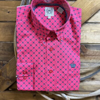 Mens Cinch Classic L/S Button Down-Pink Floral Print