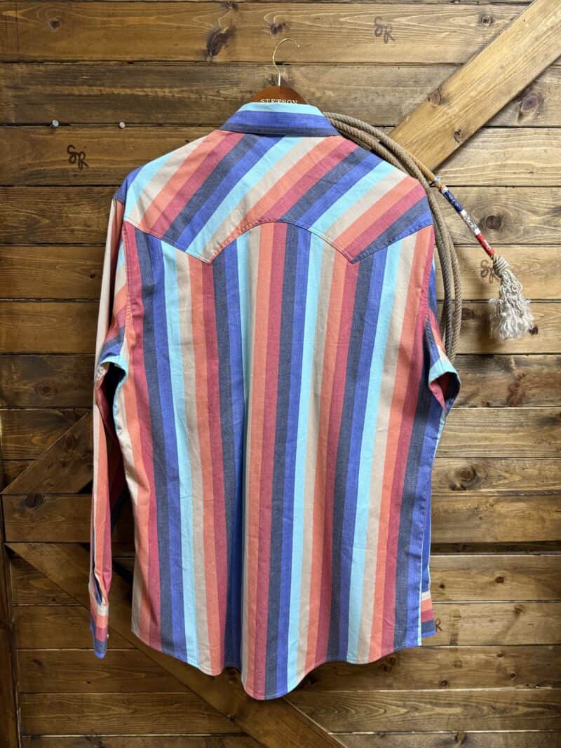 Mens Rock&Roll L/S Pearl Snap-Vintage Stripe - Saddle Rags