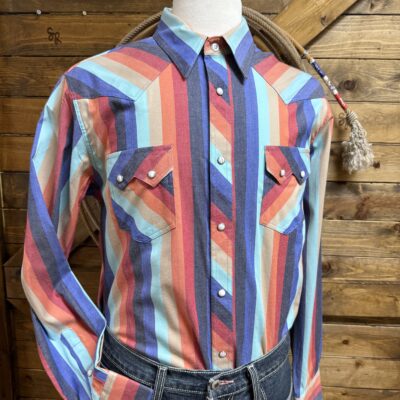 Mens Rock&Roll L/S Pearl Snap-Vintage Stripe