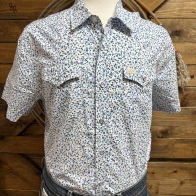 Mens Kimes Ranch Bascom S/S Pearl Snap-Blue Floral Print