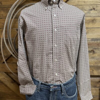 Mens Stetson L/S Button Down-Red Print