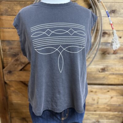 Womens Ariat Dallas Crop Tee-Charcoal