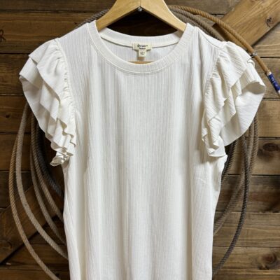 Womens Dylan Giselle Ribbed S/S Top-White