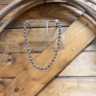 Navajo Pearl & Purple Spiny Oyster Alternating Saucers Necklace