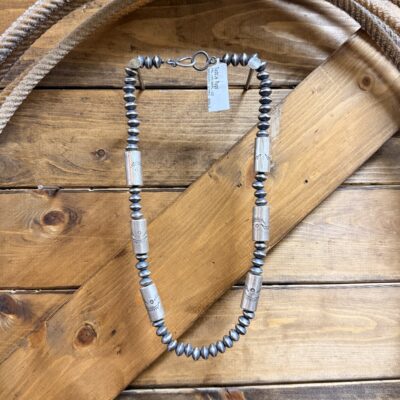 Handmade Navajo Pearl Saucer & Barrel Necklace