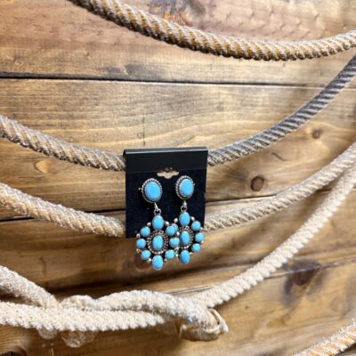 Linda Yazzie Turquoise Cluster Earrings