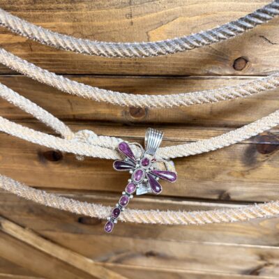 Purple Spiny Oyster Dragonfly Pendant