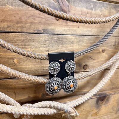 Tsosie White Orange Spiny Oyster Concho Earrings