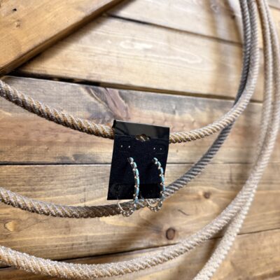 Petit Point Turquoise Half Hoop Earrings