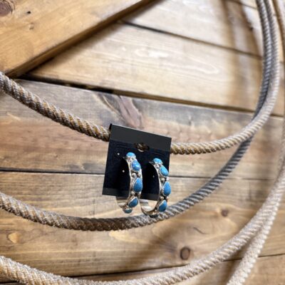 Julia Etsitty Turquoise 3/4 Hoop Earrings