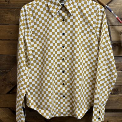 Womens Cruel Denim L/S Pearl Snap-Gold Checkered