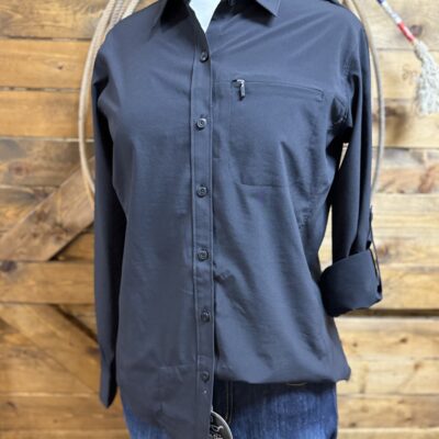 Womens Ariat VentTek L/S Button Down-Black