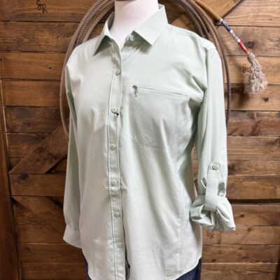 Womens Ariat VentTek L/S Button Down-Silt Green