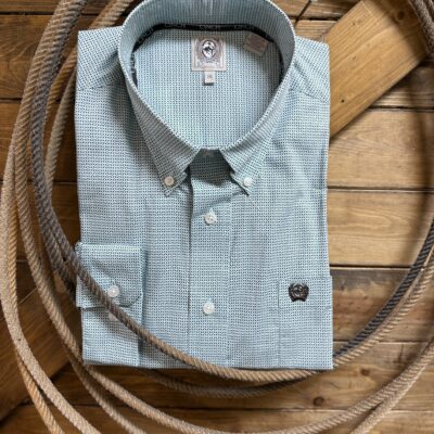 Mens Cinch Classic L/S Button Down-Blue/Brown Diamond Print