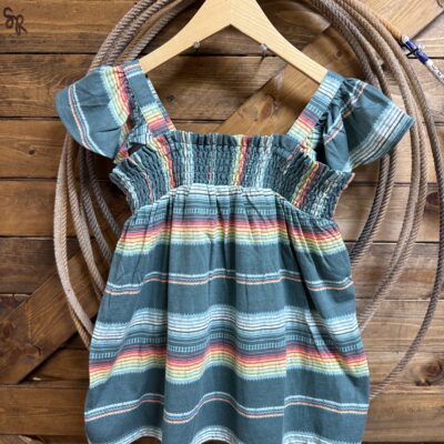 Girls Cruel Girls Ruffled Top-Green Serape