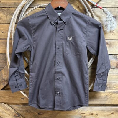 Boys Cinch Classic L/S Button Down-Solid Brown