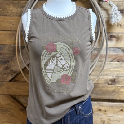 Womens Rodeo Quincy In Bloom Tank-Roqu Brown
