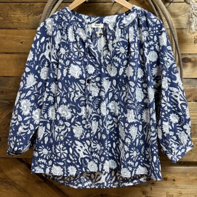 Womens Dylan L/S Emma Top-Blue Floral