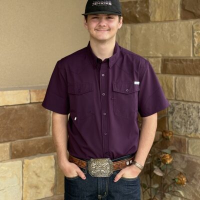 Mens Saddle Rags Performance S/S Button Down-Berry Waffle Knit