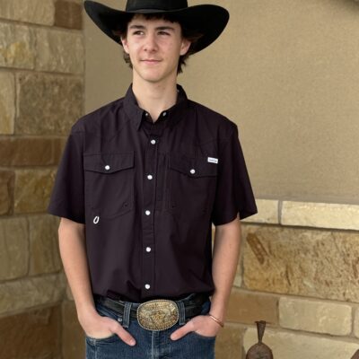 Mens Saddle Rags Perforated Performance Pearl Snap-Black