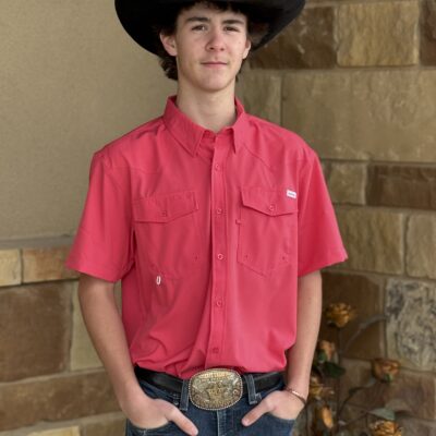 Mens Saddle Rags Stretch Performance S/S Button Down-Watermelon Waffle Knit