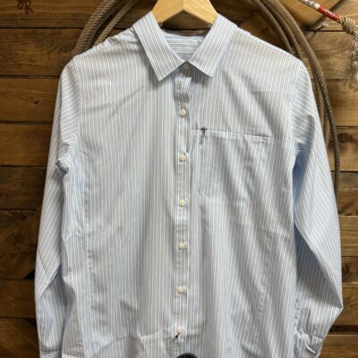 Womens Ariat L/S VentTek Button Down-Blue/White Stripe