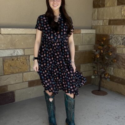 Womens Roper S/S Concho Dress-Black Multi