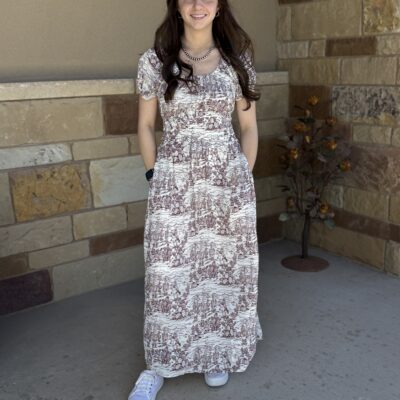 Womens Stetson S/S Dress-Cream Western Print