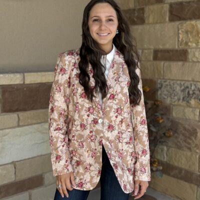 Womens Lovlei Ranch Bailey Blazer-Antique Pink Floral